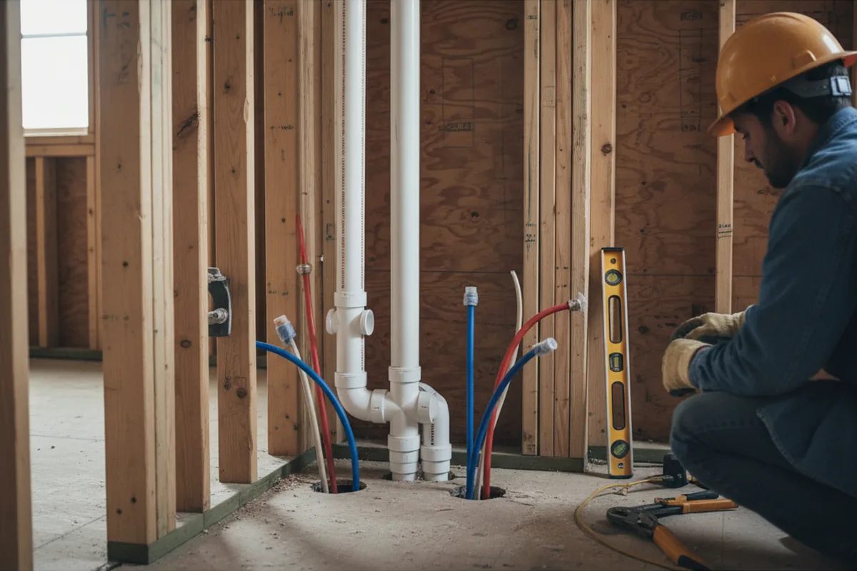 Drain and supply rough-in during Garbage Disposal Repair in Leoma