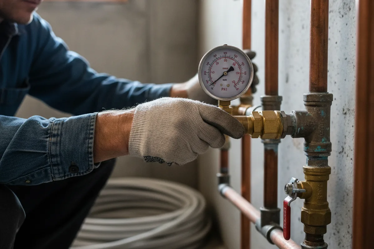 Pressure testing a repaired line during Water Line Repair in Leoma